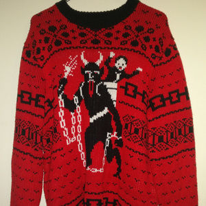 Red Black Krampus ugly Christmas sweater